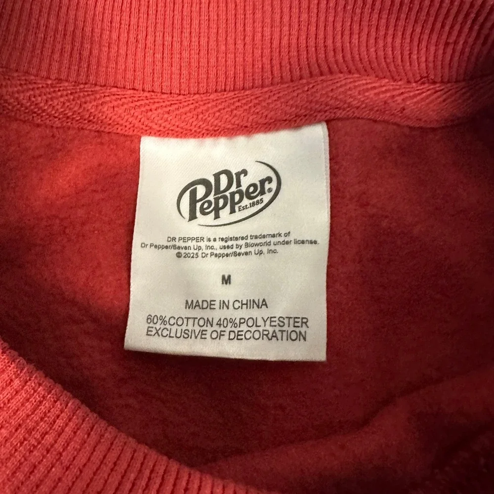 Dr Pepper Red Graphic Sweatshirt Mens Medium Raglan Distressed Logo